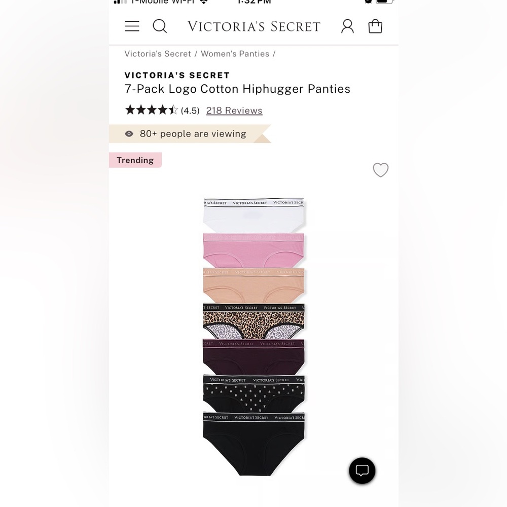 New Victoria's Secret Cotton HipHugger 7 pack Panties Set